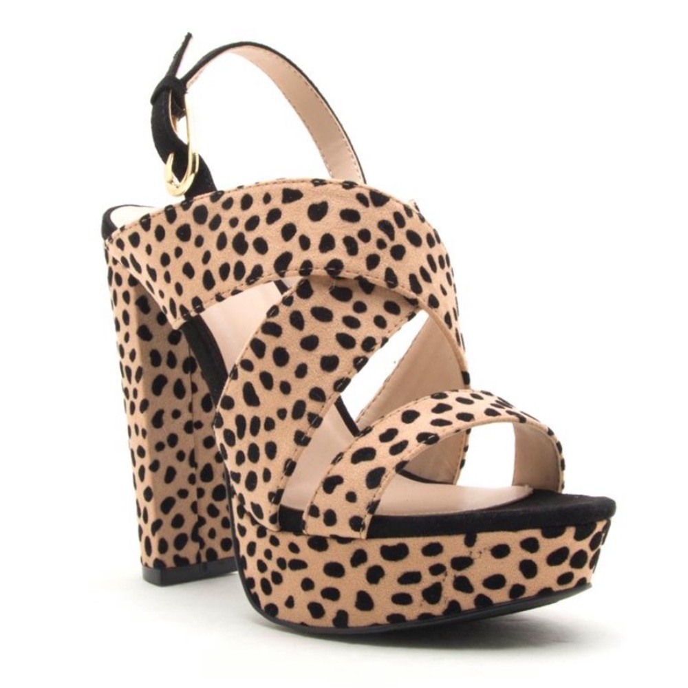 New✨Leopard Print•Suede•Peep-Toe•Platform Heel